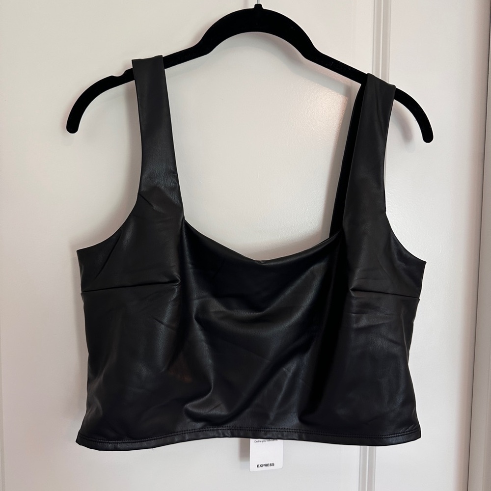 NWT Express Elegant Black Leather Crop Top - Size L